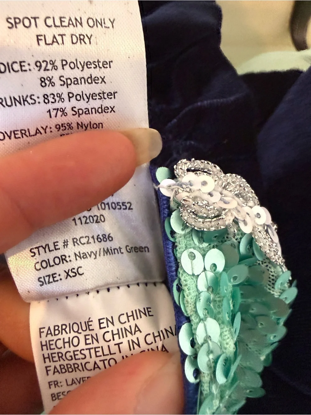 Revolution Dancewear blue and mint green ballet tutu costume velvet sequin
